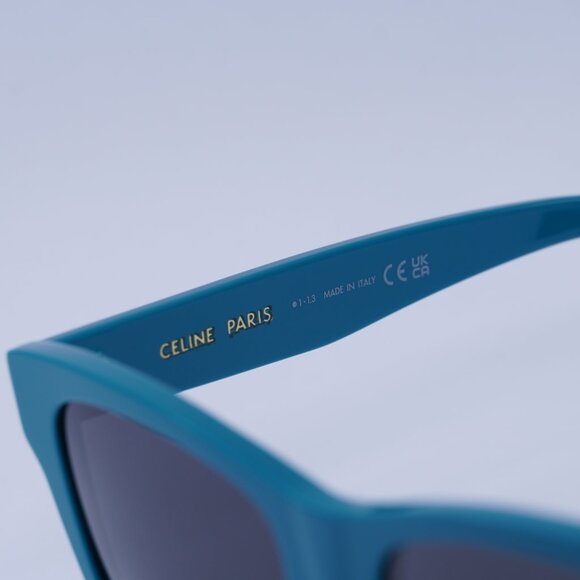🕶️ New Celine CL40249U 87A Sunglasses - Neon Turquoise Frame, Smoke Lenses - Picture 5 of 11